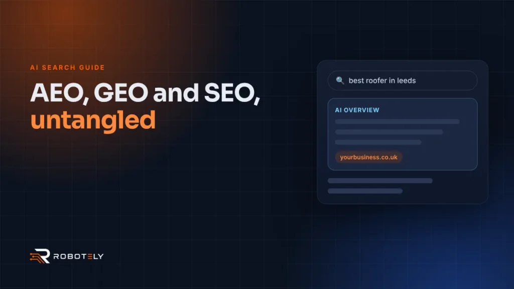 AEO vs GEO vs SEO: what’s the difference? (2026) – cover image