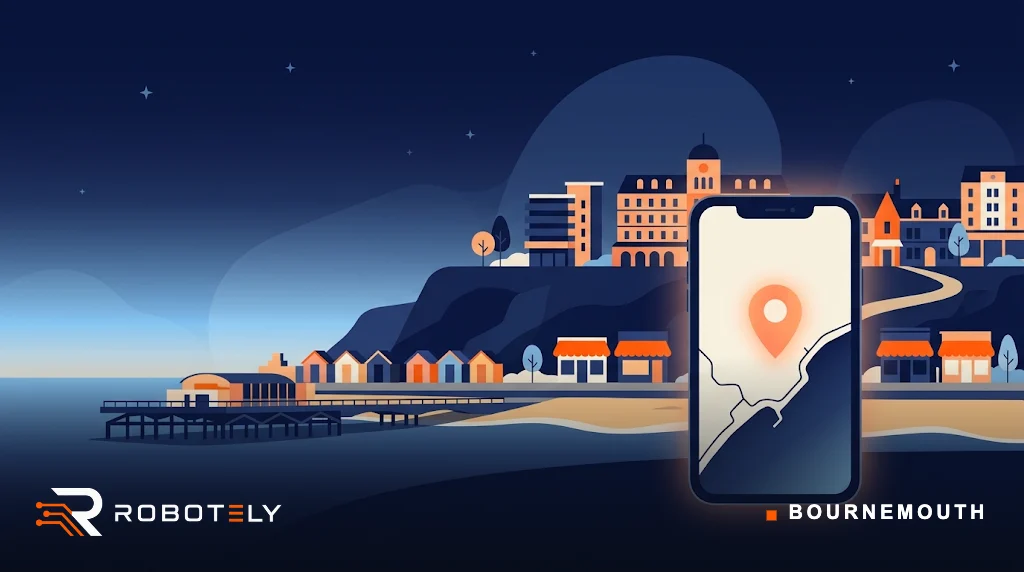 Illustration of the Bournemouth seafront and pier with local shops
