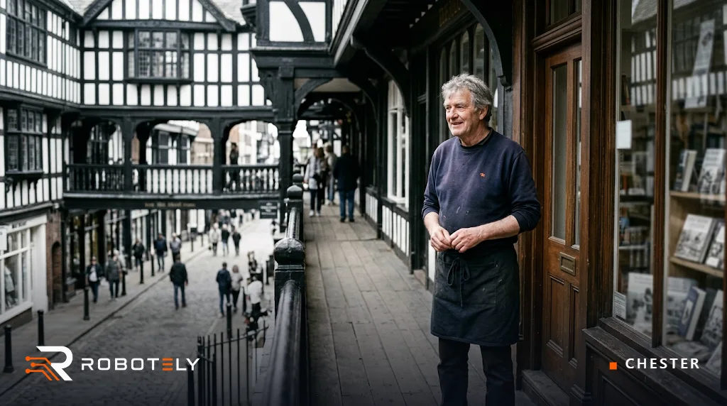 Shop owner on the Chester Rows
