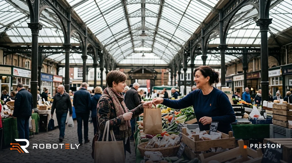 Stallholder at Preston covered market