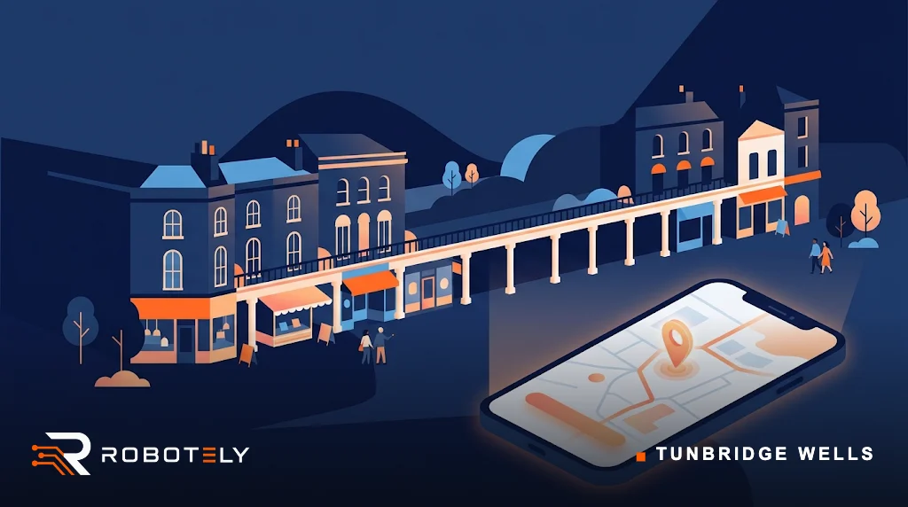 Illustration of Tunbridge Wells with The Pantiles and local shops