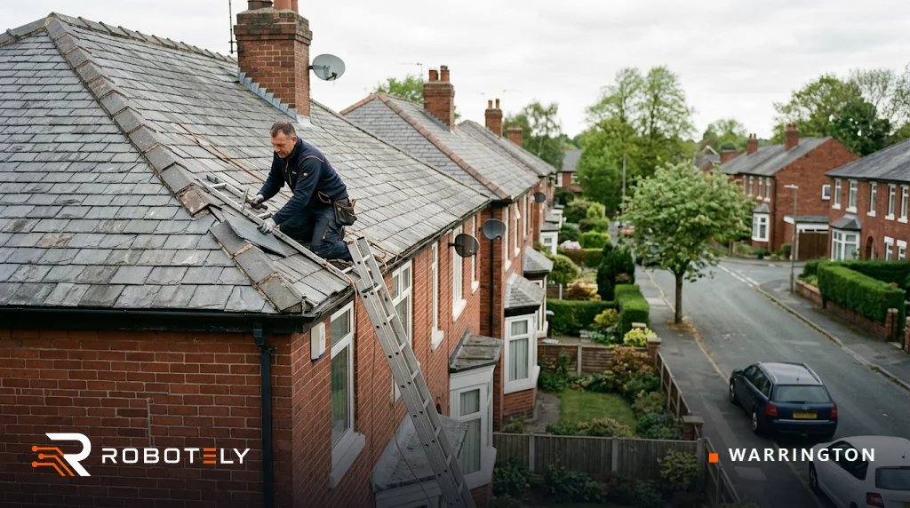 Roofer working on a house in Warrington