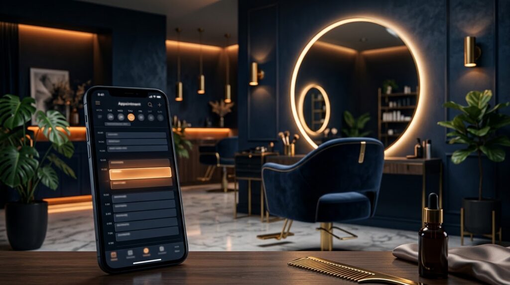 Salon marketing ideas - premium photo of a luxury salon interior with an online booking calendar